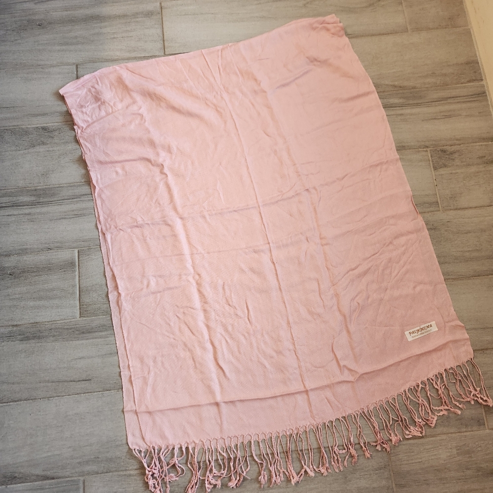 Petal Pink Scarf Women's Pashmina Silk Pastel Pale Large Fringe Wrap Shawl Boho